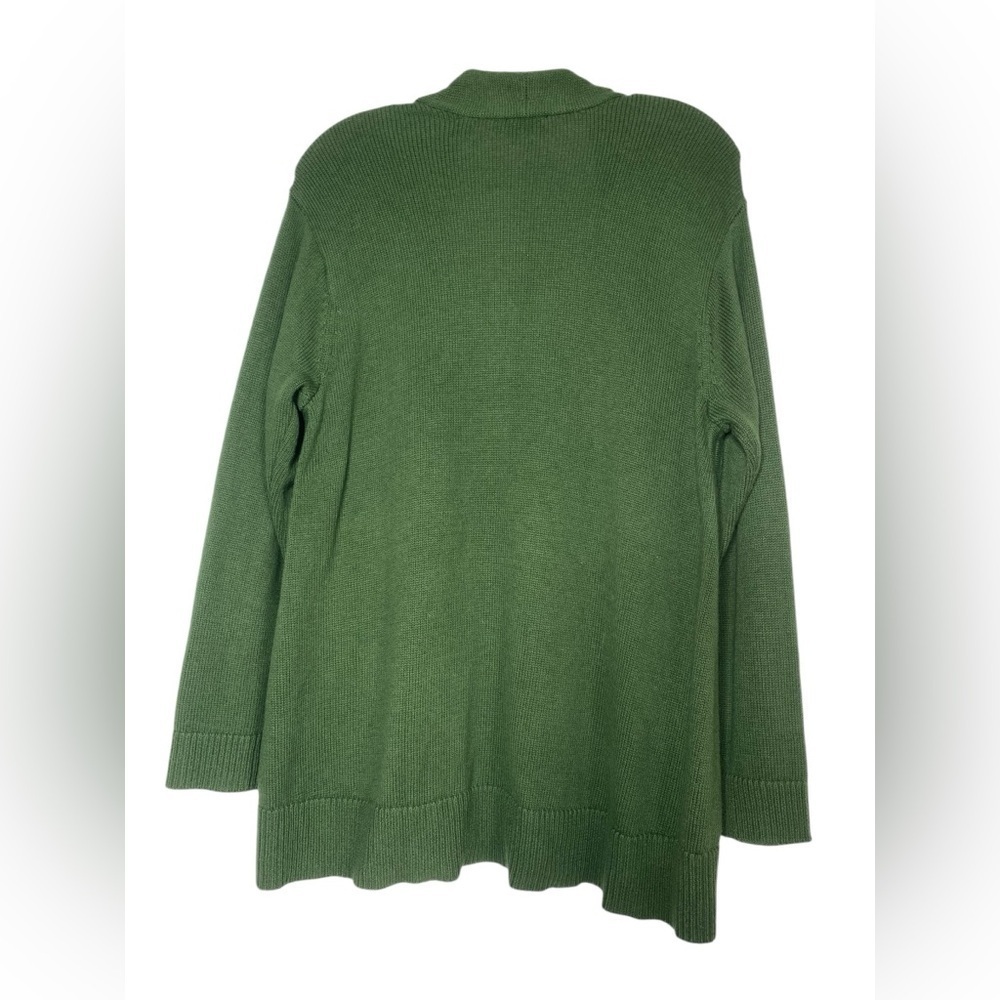 J JILL Olive green open long SOFT cardigan with side decorative zipper size-M - Picture 2 of 7